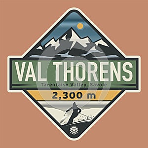 Emblem with the name of Val Thorens, France