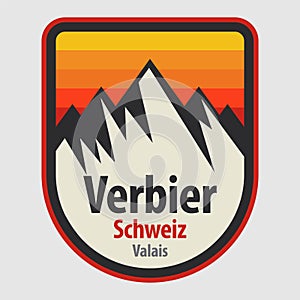 Emblem with the name of Verbier, Switzerland