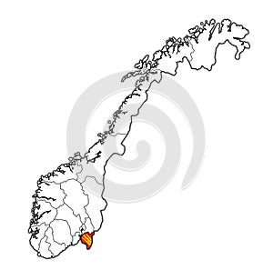 ÃËstfold region on administration map of norway