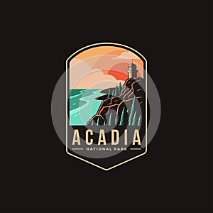 Emblem patch logo illustration of Acadia National park photo