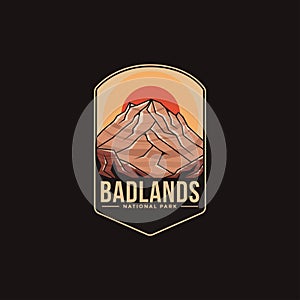 Emblem patch logo illustration of Badlands National Park