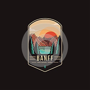 Emblem patch logo illustration of Banff National park