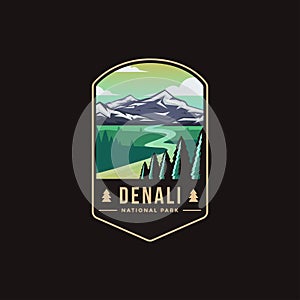 Emblem patch logo illustration of Denali National Park