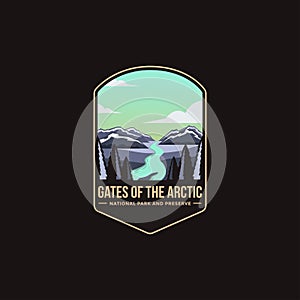 Emblem patch logo illustration of Gates of the Arctic National Park and Preserve National Park