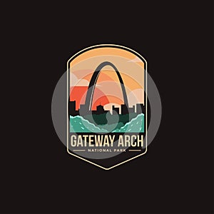 Emblem patch logo illustration of Gateway Arch National Park