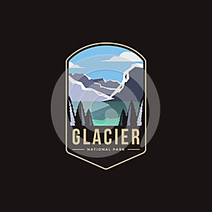 Emblem patch logo illustration of Glacier National Park Emblem patch logo illustration