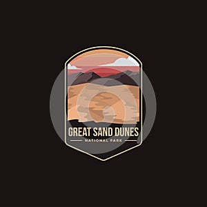 Emblem patch logo illustration of Great Sand Dunes National Park