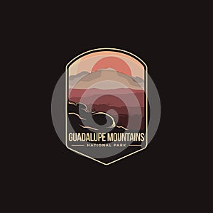 Emblem patch logo illustration of  Guadalupe Mountains National park