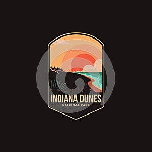 Emblem patch logo illustration of Indiana Dunes National park