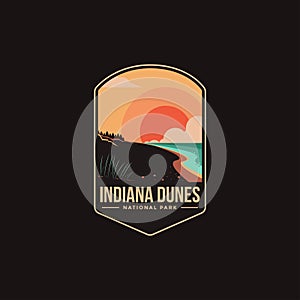 Emblem patch logo illustration of Indiana Dunes National park photo