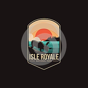 Emblem patch logo illustration of Isle Royale National park