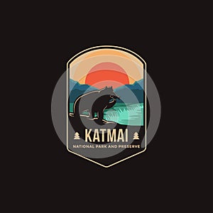 Emblem patch logo illustration of Katmai National Park and Preserve