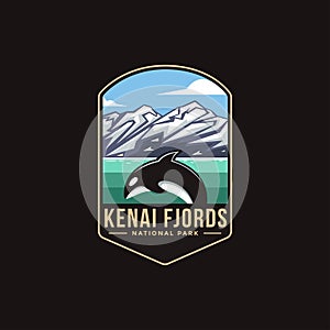 Emblem patch logo illustration of Kenai Fjords National Park Emblem patch logo illustration