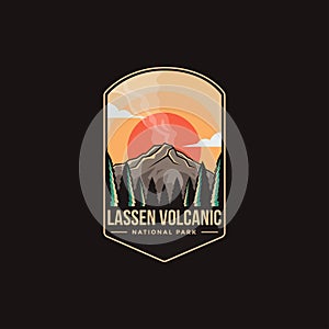Emblem patch logo illustration of Lassen Volcanic National park