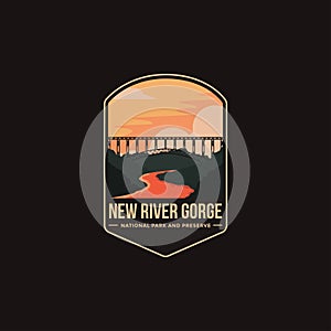 Emblem patch logo illustration of New River Gorge National Park and Preserve