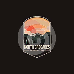 Emblem patch logo illustration of North Cascades National park