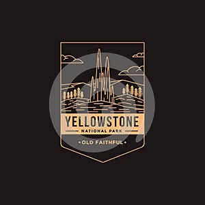 Emblem patch logo illustration of Old Faithful Yellowstone National Park