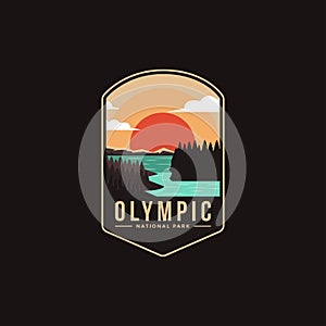 Emblem patch logo illustration of Olympic National Park