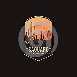 Emblem patch logo illustration of Saguaro National Park