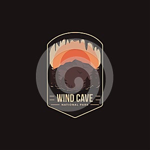 Emblem patch logo illustration of Wind Cave National Park