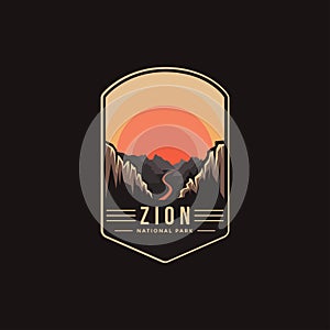 Emblem patch logo illustration of Zion National Park