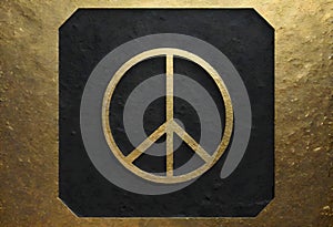 Emblem of Peace, Golden Symbol etched into the resilience of stone, generated with AI photo