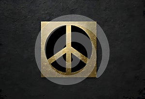 Emblem of Peace, Golden Symbol Etched Into the Resilience of Stone, Generative AI
