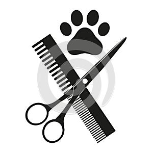 Emblem of a shearing animal on a white background