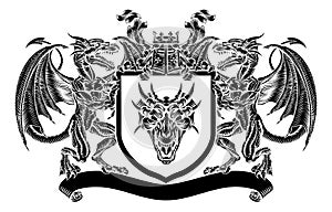 Emblem Shield Dragon Heraldic Crest Coat of Arms