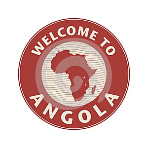 Emblem or stamp with text Welcome to Angola