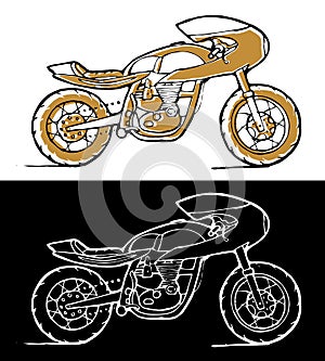 Moto bike icon. Cafe racer.