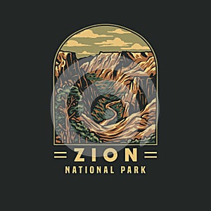Emblem sticker patch logo illustration of Zion National Park