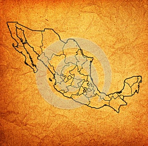 Tlaxcala on administration map of Mexico