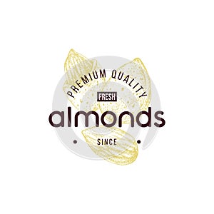 Emblem with type design and hand drawn almonds