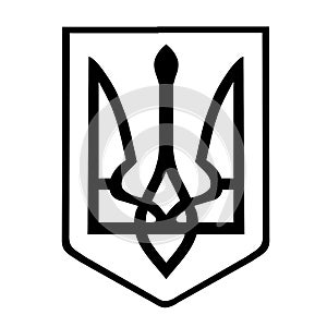 Emblem of Ukraine icon. Monochrome trident object isolated on white design element s photo