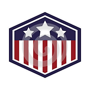 Emblem with united states of america flag