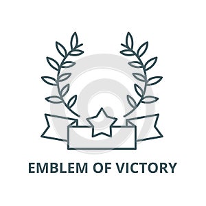 Emblem of victory line icon, vector. Emblem of victory outline sign, concept symbol, flat illustration