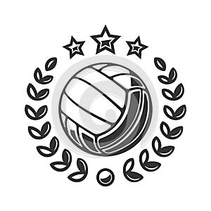Emblem of a volleyball ball. Volleyball tournament vector logo