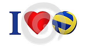 Emblem for volleyball sports fans,Design of love volleyball message ,