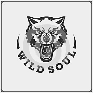 The emblem with wolf for a sport team.