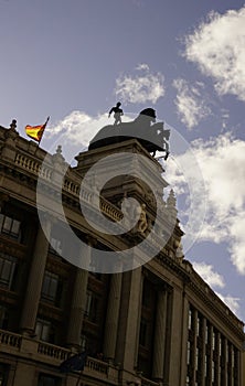 Emblematic building of Madrid; The Quadrigas in Alcala Street