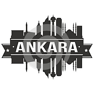 Ankara Turkey Asia Icon Vector Art Design Skyline Flat City Silhouette Editable Template