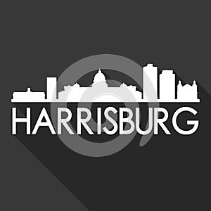 Harrisburg Pennsylvania United States Of America USA Icon Vector Art Flat Shadow Design Skyline City Silhouette Black Background photo