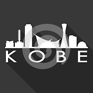 Kobe Japan Asia Icon Vector Art Flat Shadow Design Skyline City Silhouette Template Black Background