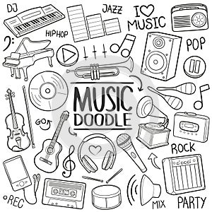 Music Tools Traditional doodle icon hand draw set photo