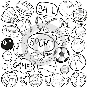 Sport Traditional Doodle Icons Sketch Hand Made Design Vector