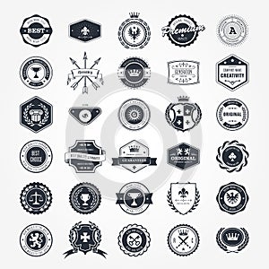 Emblems, badges and retro seals - blazons and labels