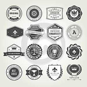 Emblems, badges and stamps set - awards and seals designs photo