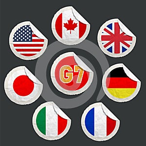Emblems of countries g7 on a paper label photo