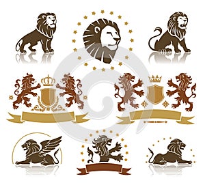 Emblems Set with Heraldic Lions